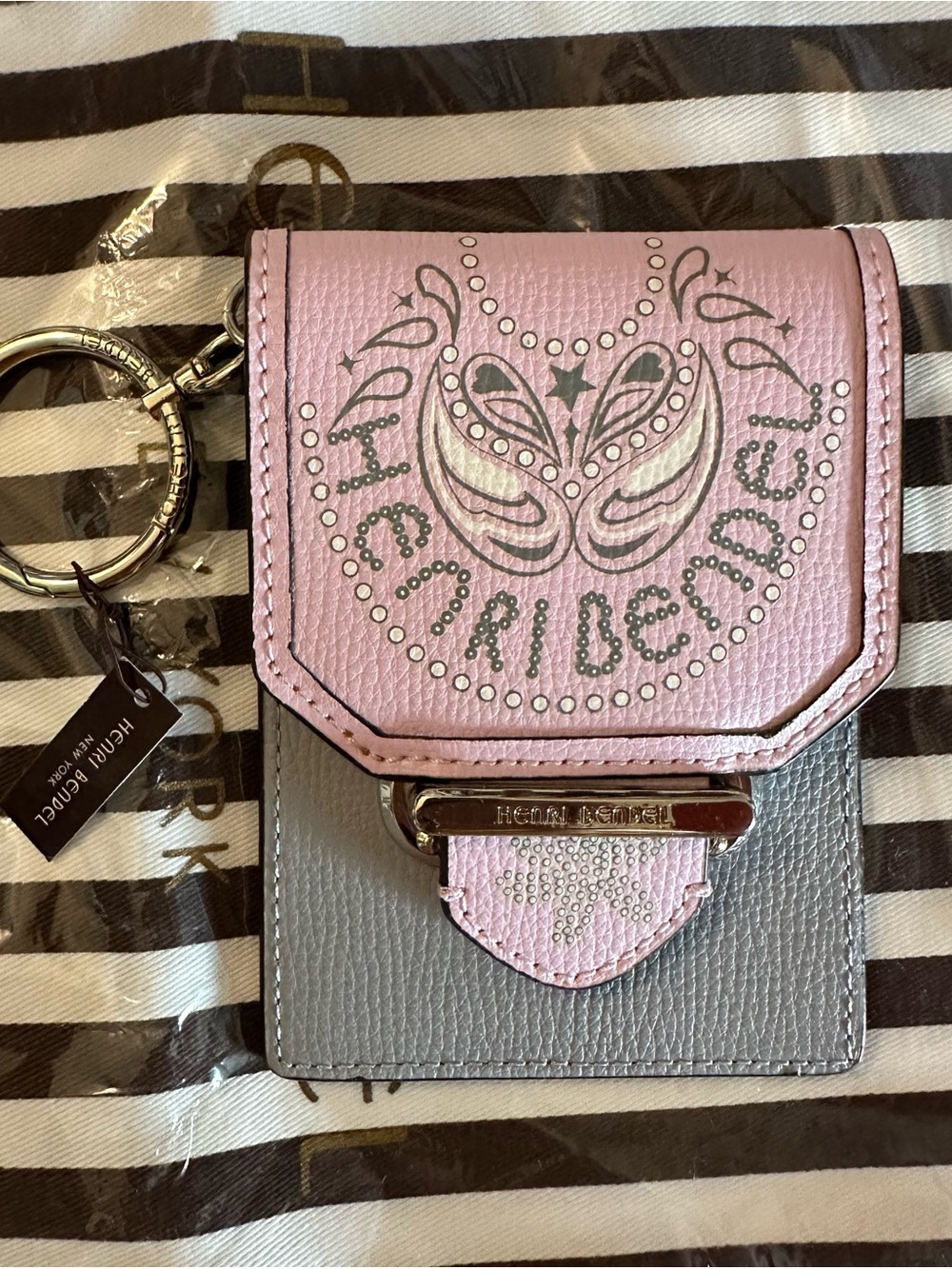 Henri Bendel Bandana Card Case Holder, Light Pink New with Tags